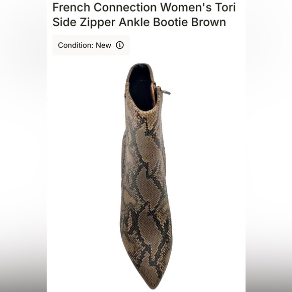 French Connection Women Snake Brown Faux Leather Tori Heel Ankle Bootie 7.5 - Picture 3 of 3